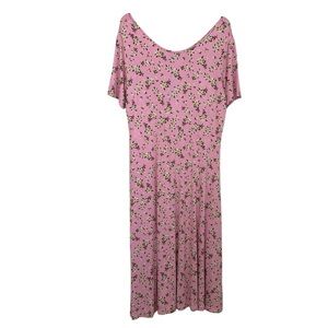 Draper James Tammy T-Shirt Floral Dress Sz Large Pink Jersey Knit Short Sleeve